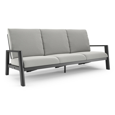 Cirello loungebank in zwart aluminium met savane nimbus all weather sunbrella® luxe kussen