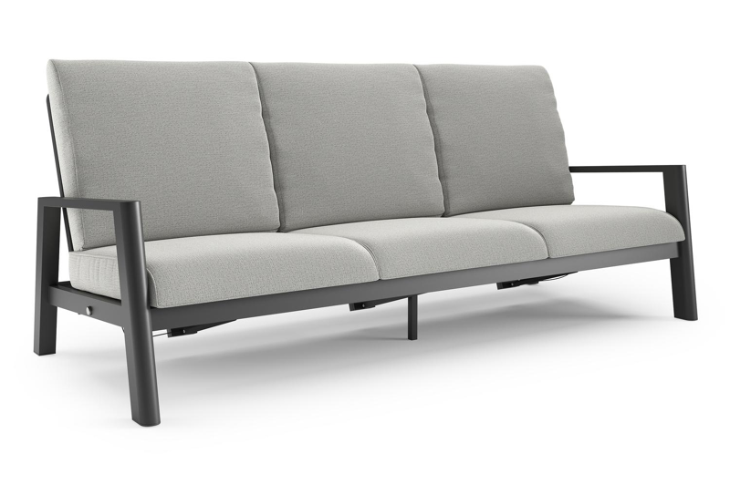 Cirello loungebank in zwart aluminium met savane nimbus all weather sunbrella® luxe kussen