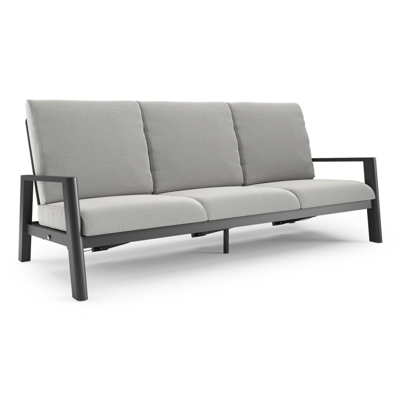 Cirello loungebank in zwart aluminium met savane nimbus all weather sunbrella® luxe kussen