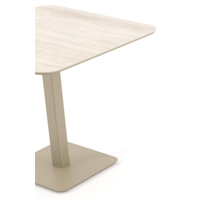 Fano tuintafel afgerond vierkant in beige aluminium en volkeramiek Travertino Bianco - L 80 x B 80 x H 72.5 cm
