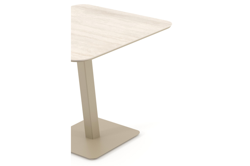 Fano tuintafel afgerond vierkant in beige aluminium en volkeramiek Travertino Bianco - L 80 x B 80 x H 72.5 cm