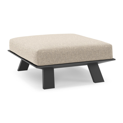 Cesano poef in zwart aluminium met chartres pewter all weather Sunbrella® luxe kussen