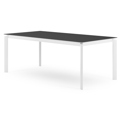 Cirello tuintafel rechthoekig in wit aluminium en volkeramiek Nero Black - L 200 x B 100 x H 75 cm