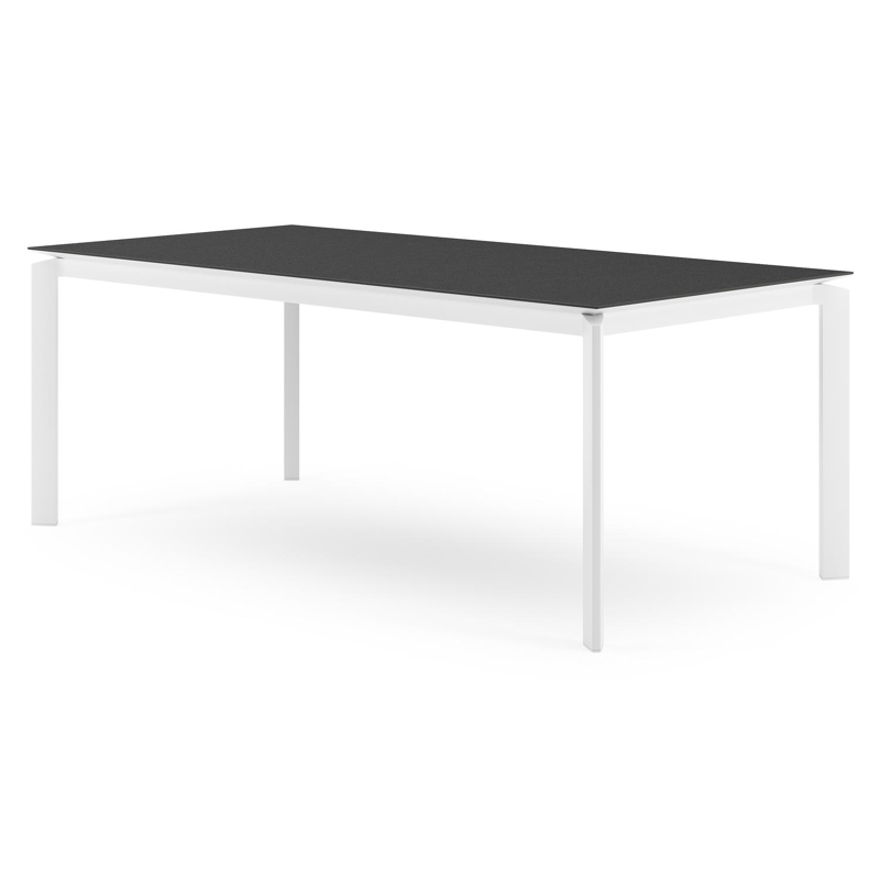Cirello tuintafel rechthoekig in wit aluminium en volkeramiek Nero Black - L 200 x B 100 x H 75 cm