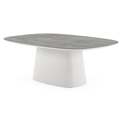 Amico tuintafel bombo xl in wit aluminium en volkeramiek Aspen Grey - L 210 x B 148 x H 73.5 cm