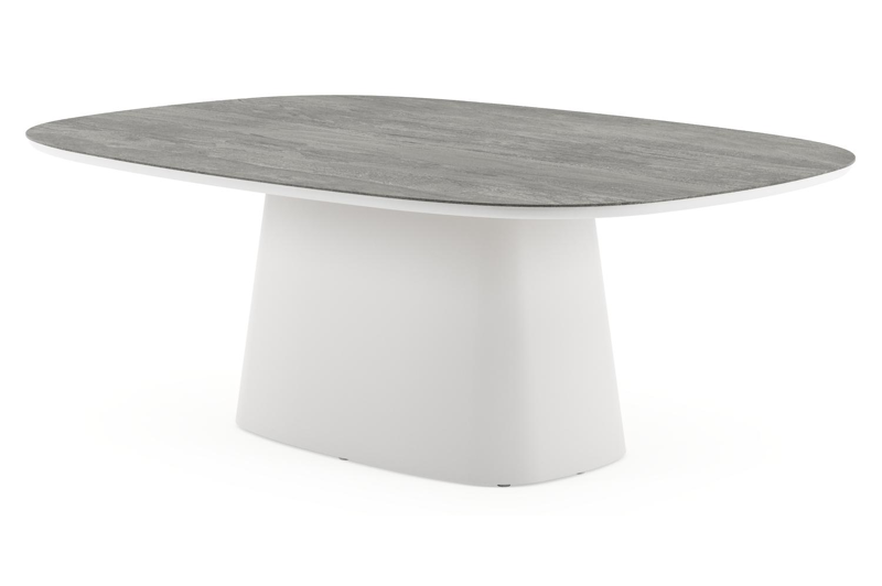 Amico tuintafel bombo xl in wit aluminium en volkeramiek Aspen Grey - L 210 x B 148 x H 73.5 cm