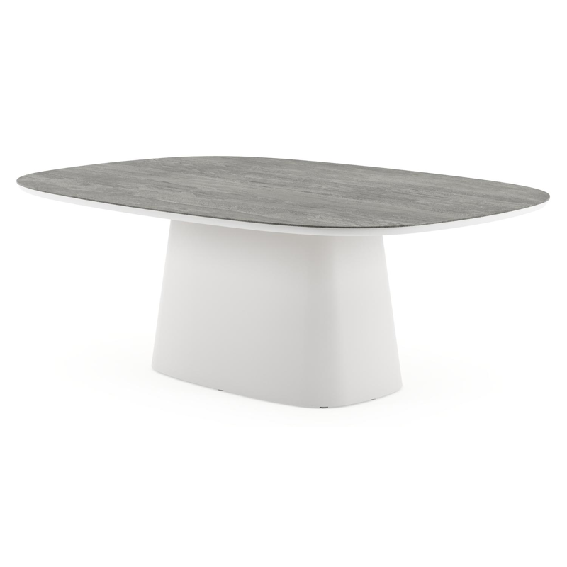 Amico tuintafel bombo xl in wit aluminium en volkeramiek Aspen Grey - L 210 x B 148 x H 73.5 cm
