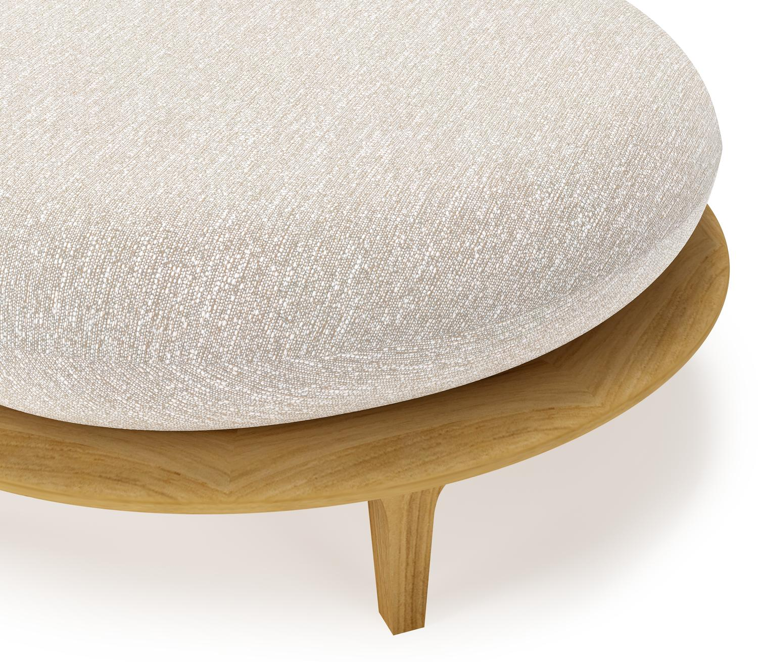 Bomero poef in teak met tundra sand all weather sunbrella® luxe kussen