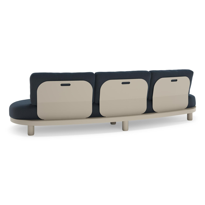 Donato loungeset in beige aluminium met All Weather Sunbrella® luxe Heritage Indigo kussen