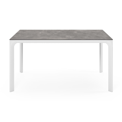 Fina tuintafel in wit aluminium en keramische print grijs - L 145 x B 90 x H 74 cm