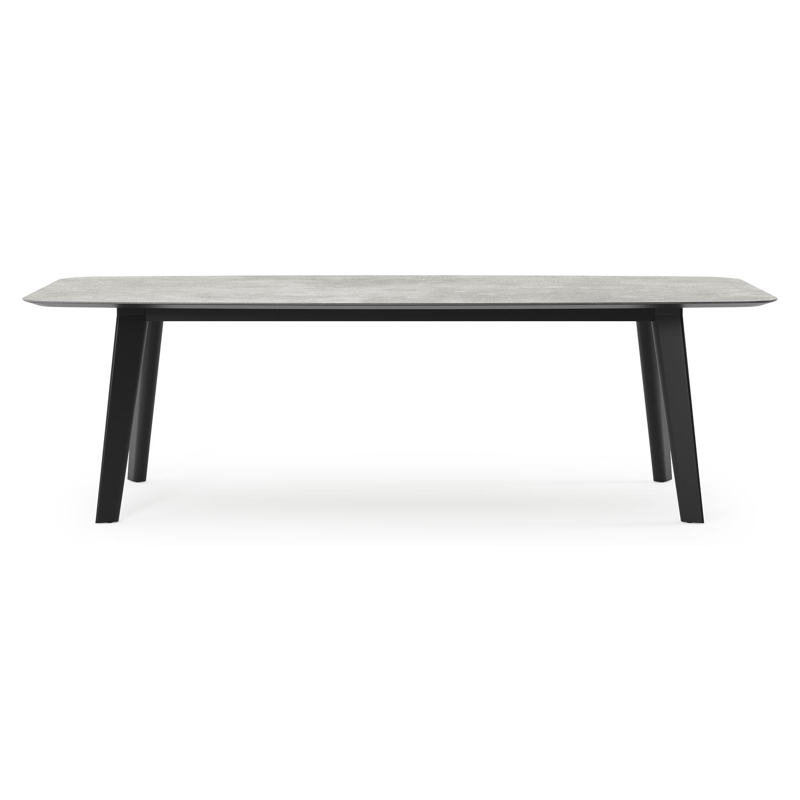 Table de jardin Lacrima forme de bateau en aluminium noir et céramique pleine New York - Lg. 255 x Lrg. 115 x Haut. 75 cm