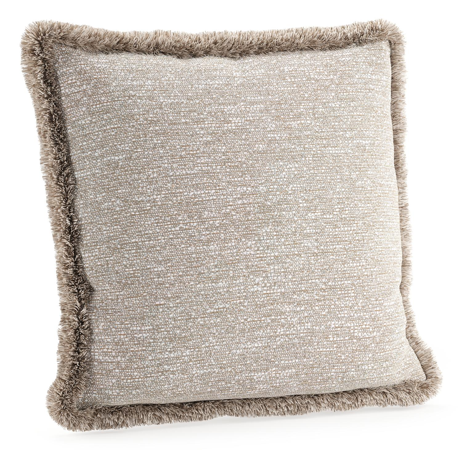 Sierkussen met franjes 45 x 45 cm in all weather sunbrella luxe tundra sand