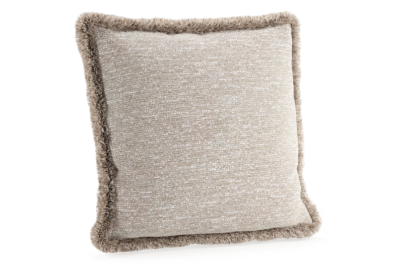 Sierkussen met franjes 45 x 45 cm in all weather sunbrella luxe tundra sand