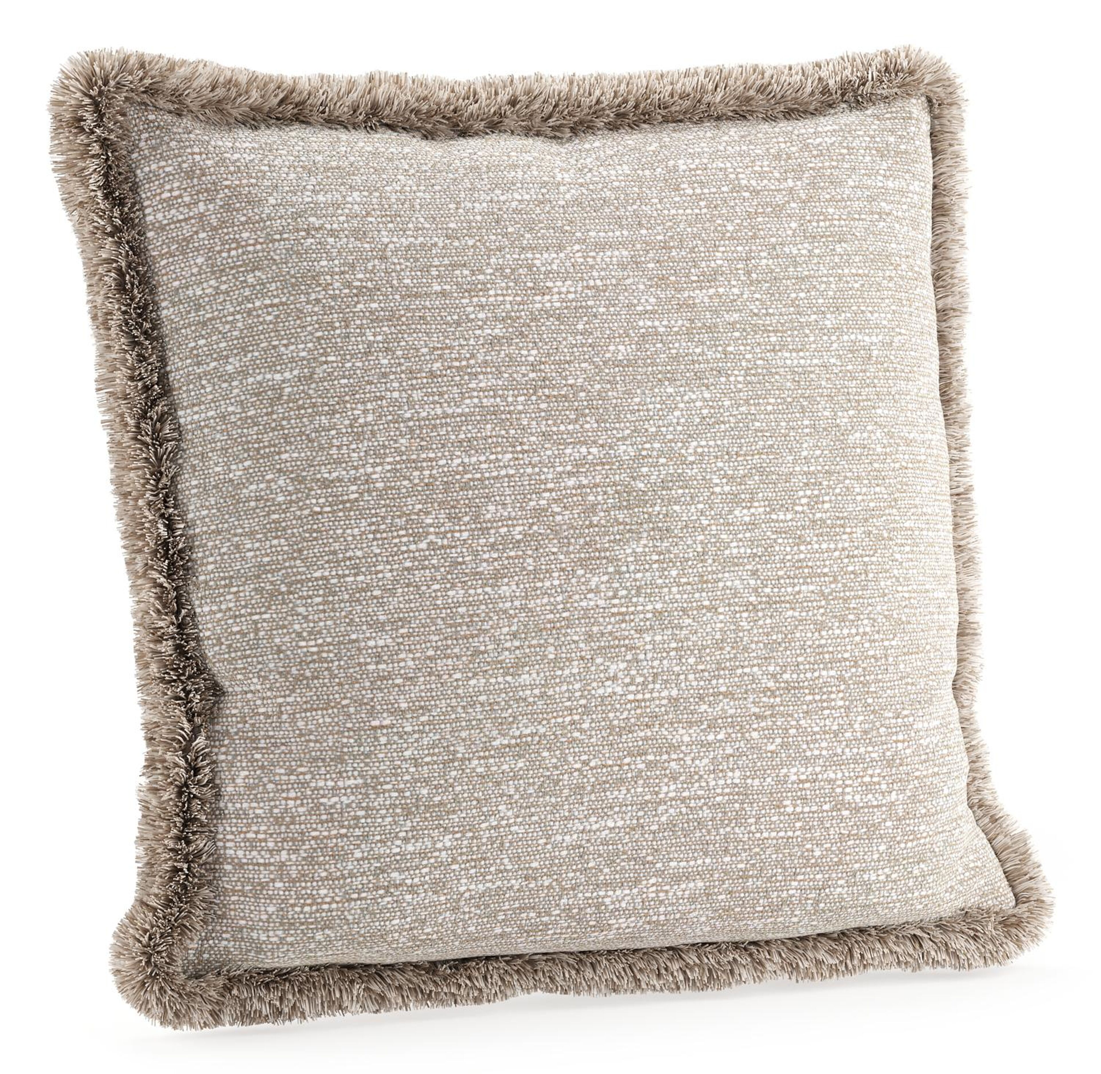 Sierkussen met franjes 45 x 45 cm in all weather sunbrella luxe tundra sand