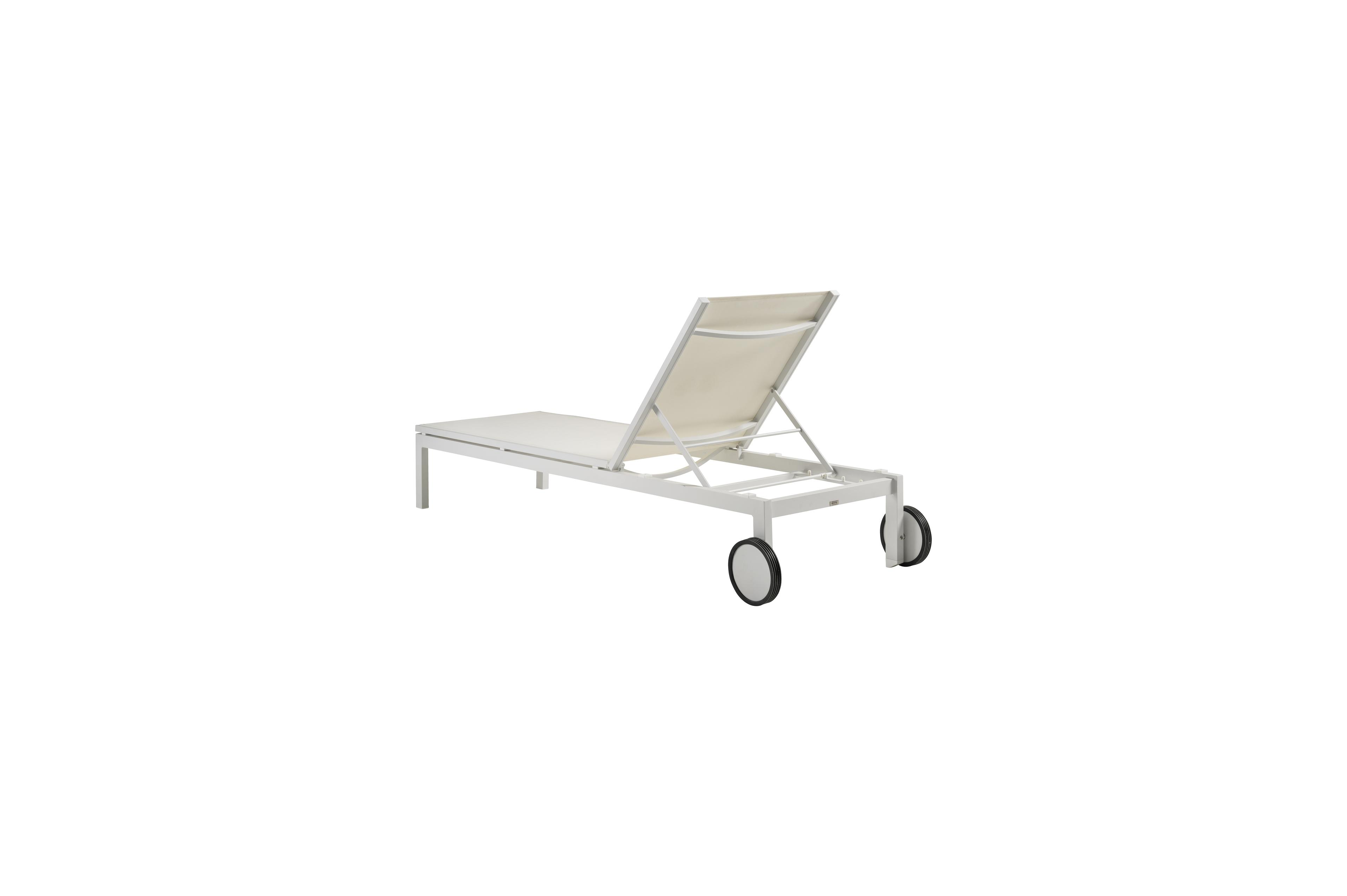 Chaise longue réglable Caravelle en aluminium blanc avec textilène blanc