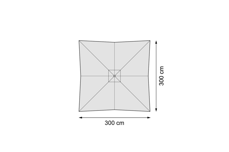 Viola staanparasol in zwart aluminium met grijs weather+ softtouch parasoldoek - L1 300 x L2 300 cm (zonder voet)
