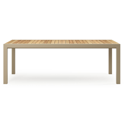 Calobra verlengbare tuintafel rechthoekig in beige aluminium en teak - L 220-330 x B 107 x H 75 cm