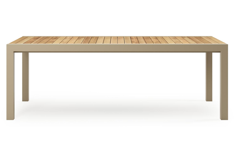 Calobra verlengbare tuintafel rechthoekig in beige aluminium en teak - L 220-330 x B 107 x H 75 cm