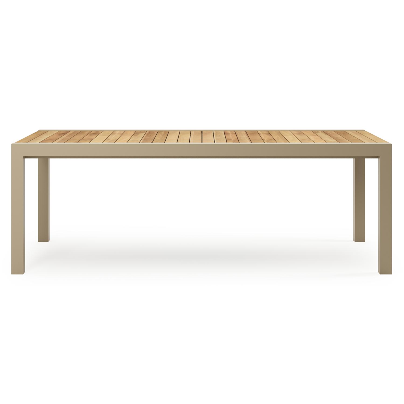 Ensemble de jardin Calobra extensible rectangulaire en aluminium beige et teck avec 10 chaises de jardin Zamora