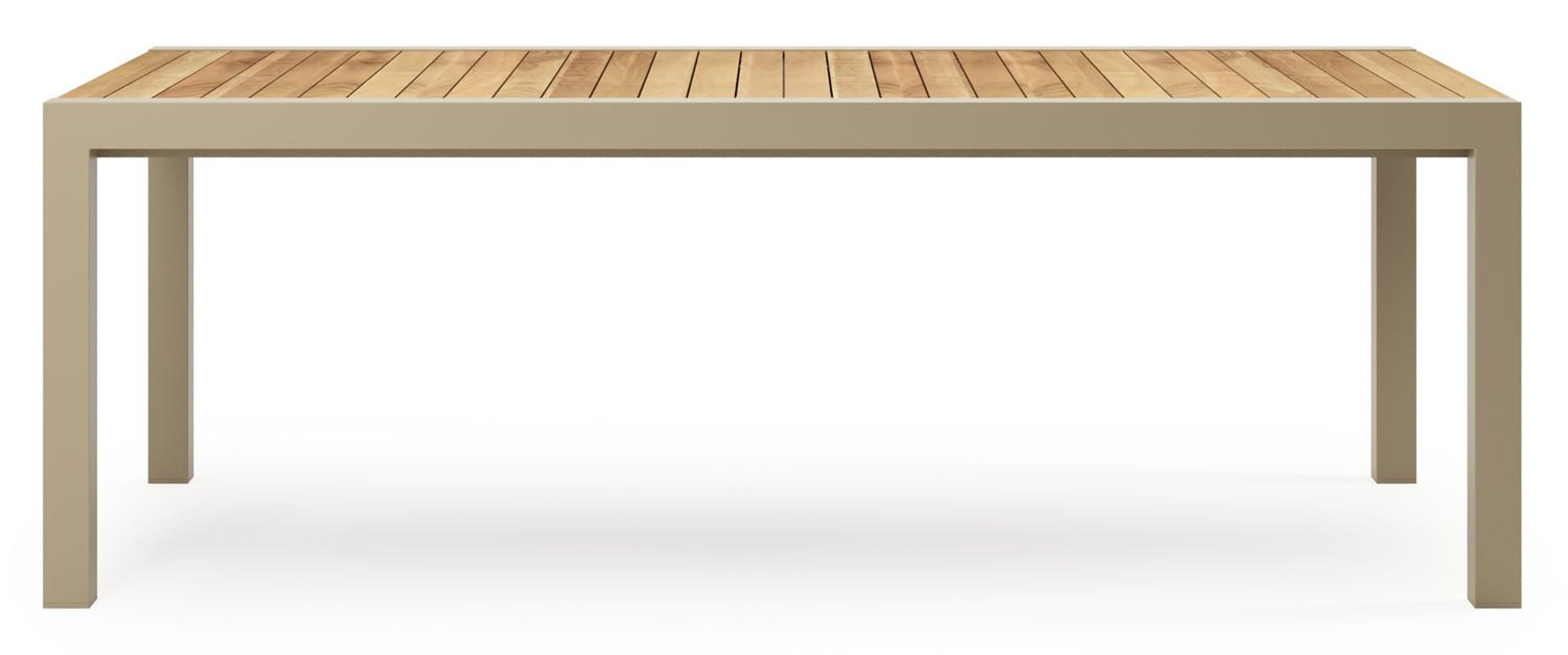 Ensemble de jardin Calobra extensible rectangulaire en aluminium beige et teck avec 10 chaises de jardin Amalfi