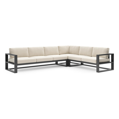 Verato loungehoek in zwart aluminium met althea off white all weather cosytica kussen