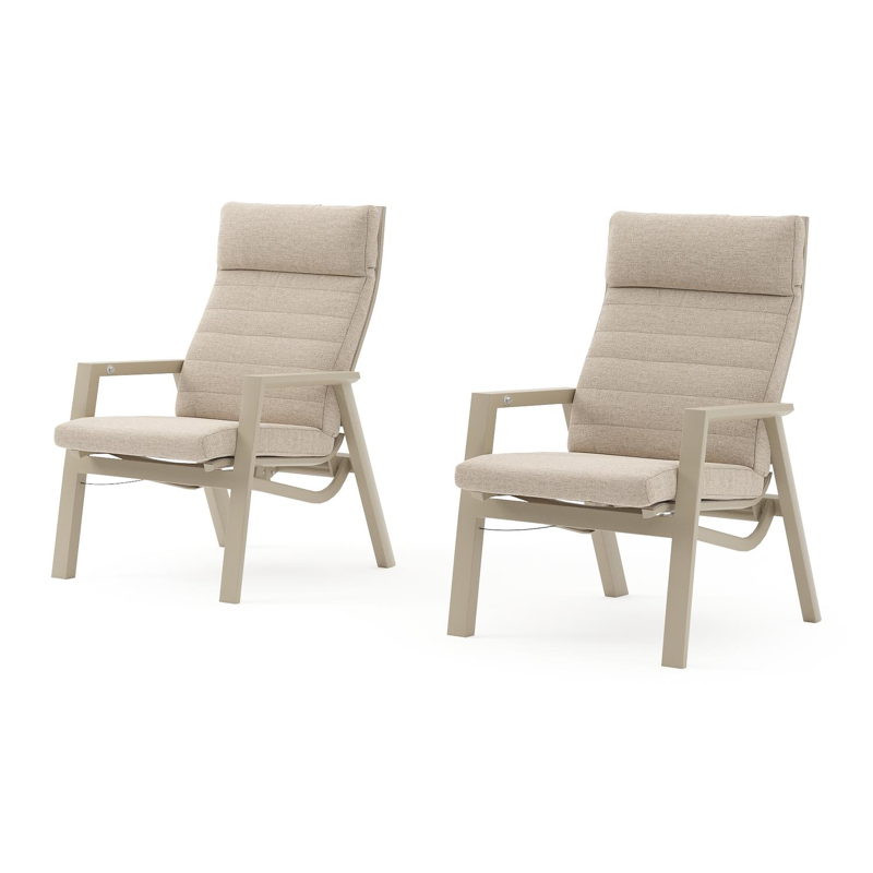 Ensemble de 2 fauteuils de jardin Prato en aluminium beige et coussins en weather+ softtouch rustic