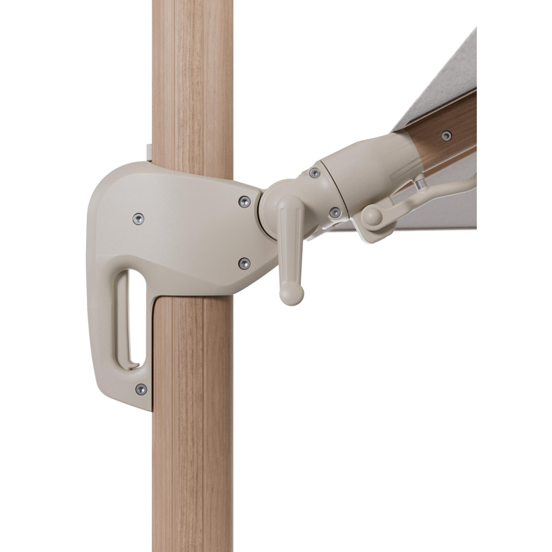 Rufina zweefparasol tiltfunctie in houtlook aluminium en parasoldoek in All Weather Solica Ego Eggshell  - L1 300 x L2 300 cm (zonder voet)