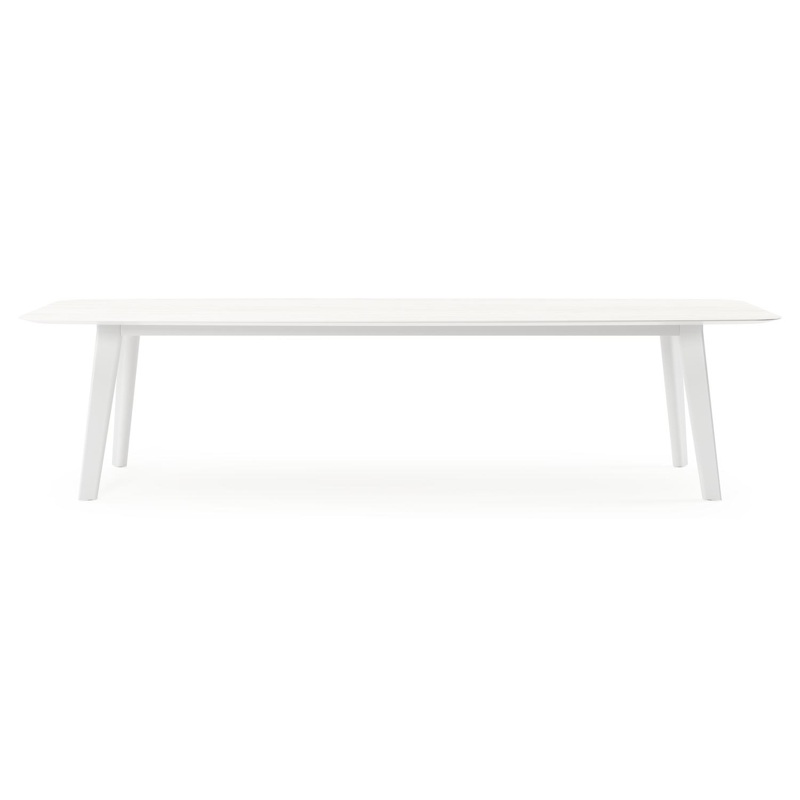 Lacrima tuintafel bootvorm in wit aluminium en volkeramiek calista - L 315 x B 115 x H 73 cm