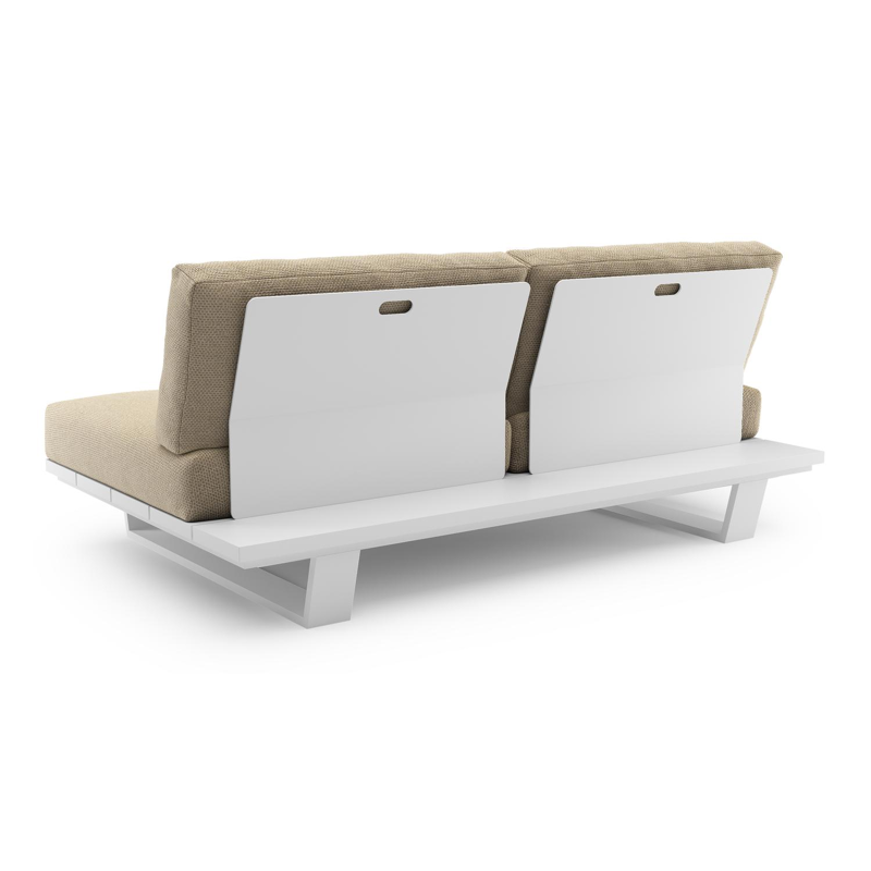 Pagino loungebank in wit aluminium met althea camel all weather cosytica kussen