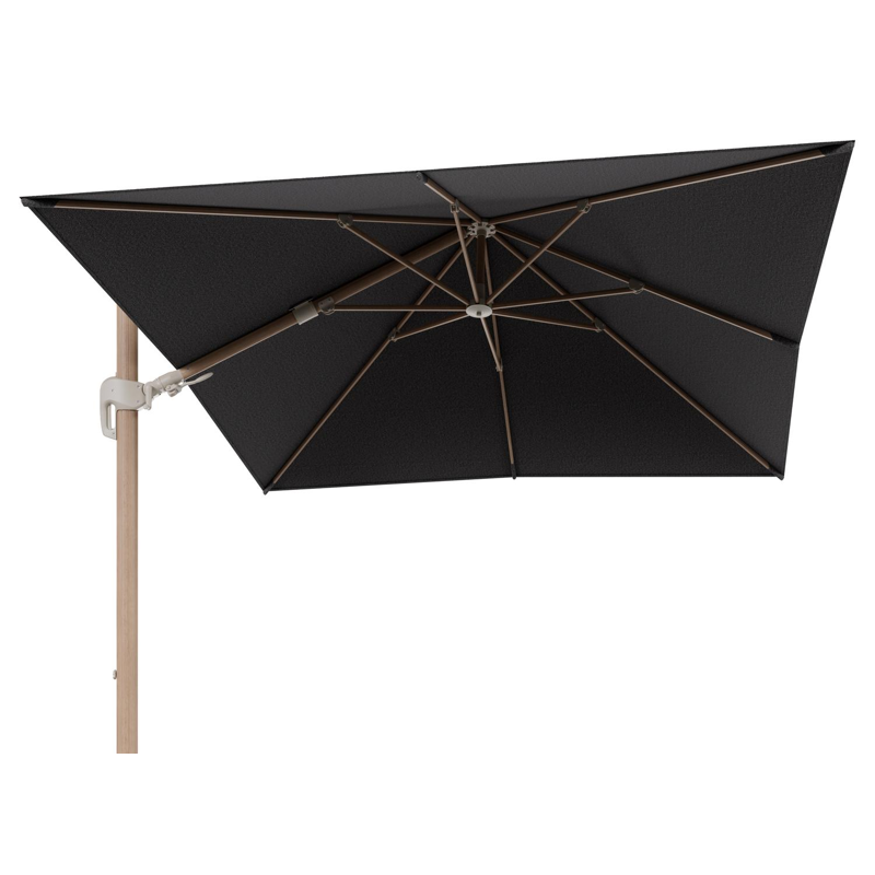 Rufina zweefparasol tiltfunctie in houtlook aluminium en parasoldoek in All Weather Solica Firenze Tunder  - L1 300 x L2 300 cm (zonder voet) (zonder voet)