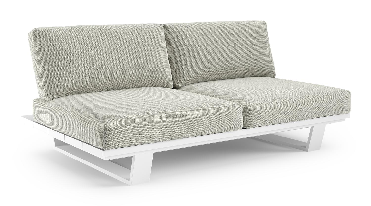 Pagino loungebank in wit aluminium met lopi bud all weather sunbrella® luxe kussen