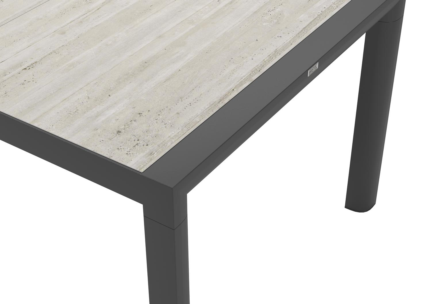 Madura ensemble de jardin rectangulaire en aluminium noir en carreaux en céramique gris avec 8 chaises de jardin Calobra