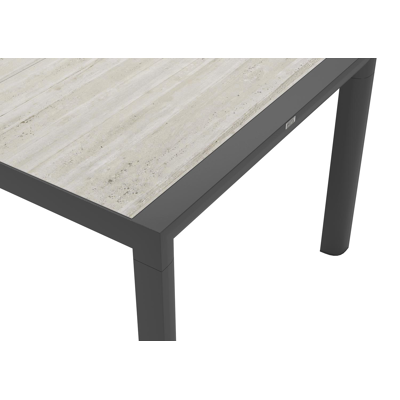 Madura tuintafel in zwart aluminium en volkeramiek grijs - L 255 x B 100 x H 74 cm