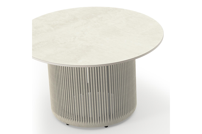 Erla loungetafel in beige aluminium en beige sintered stone - Dia. 60 x H 35 cm
