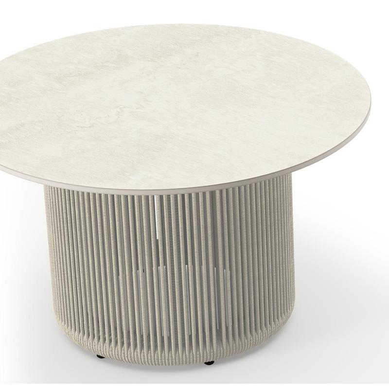 Erla loungetafel in beige aluminium en beige sintered stone - Dia. 60 x H 35 cm
