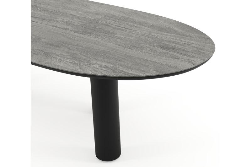 Amico tuintafel organisch in zwart aluminium en volkeramiek Aspen Grey - L 280 x B 120 x H 73.5 cm