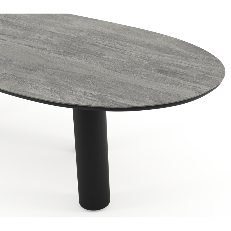 Amico tuintafel organisch in zwart aluminium en volkeramiek Aspen Grey - L 280 x B 120 x H 73.5 cm