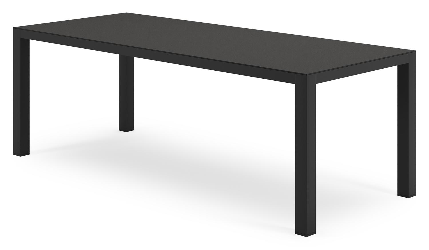 Varese tuintafel rechthoekig in zwart aluminium en sintered stone Notte minerale - L 220 x B 92 x H 73.5 cm