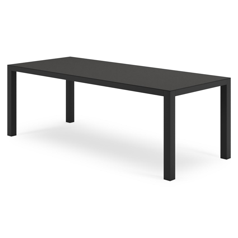 Varese tuintafel rechthoekig in zwart aluminium en sintered stone Notte minerale - L 220 x B 92 x H 73.5 cm