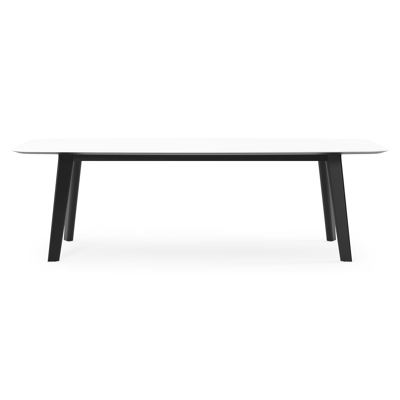 Lacrima tuintafel bootvorm in zwart aluminium en volkeramiek Arctic White - L 255 x B 115 x H 73 cm