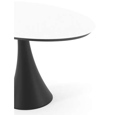 Fano tuintafel ovaal in zwart aluminium en volkeramiek Arctic White - L 140 x B 80 x H 74.5 cm