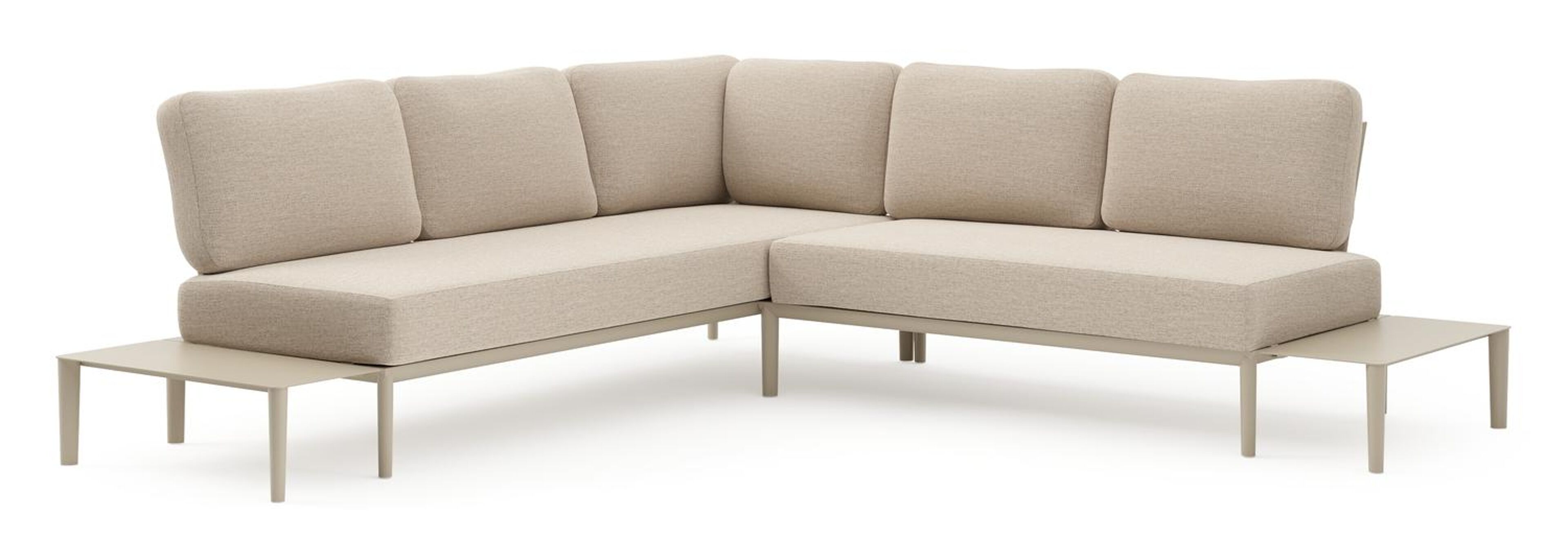 Salon de jardin d'angle Tolosa en aluminium beige et coussins en weather+ softtouch rustic