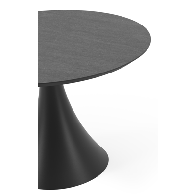 Fano tuintafel in zwart aluminium en volkeramiek basalt black - Dia. 110 x H 75 cm