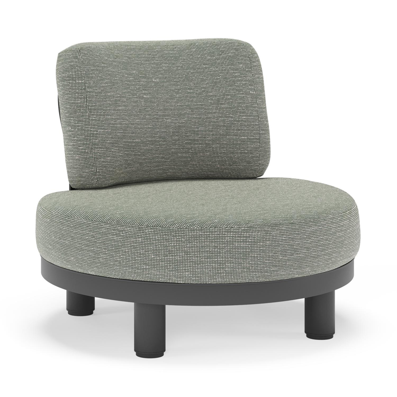 Donato loungestoel in zwart aluminium met all weather sunbrella® luxe Slow Fern kussen