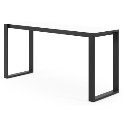 Table de bar Verato en aluminium noir et céramique pleine Arctic White - Lg. 220 x Lrg. 70 x Haut. 105 cm