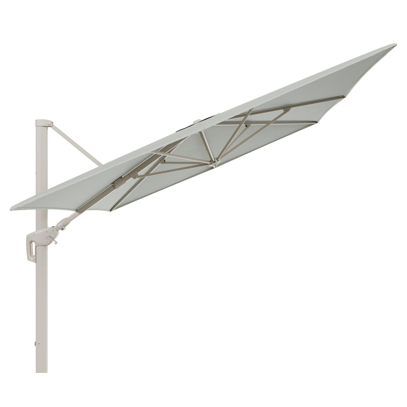 Minore zweefparasol met tiltfunctie in beige aluminium en Slow Spirea All Weather Sunbrella® Luxe parasoldoek - L1 400 x L2 300 cm (zonder voet)