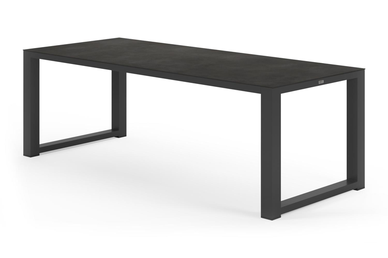 Livo tuintafel rechthoekig in zwart aluminium en volkeramiek zwart - L 220 x B 92 x H 73 cm