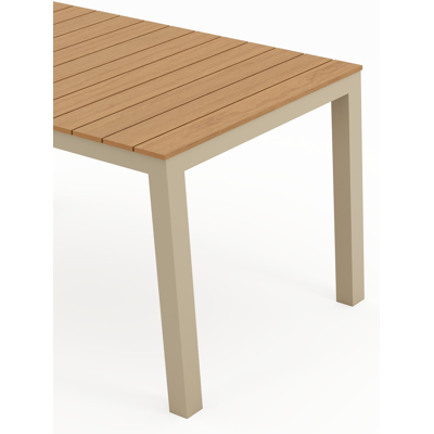 Toma tuintafel in beige aluminium en polywood - L 140 x B 80 x H 72.5 cm
