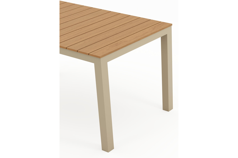 Toma tuintafel in beige aluminium en polywood - L 140 x B 80 x H 72.5 cm