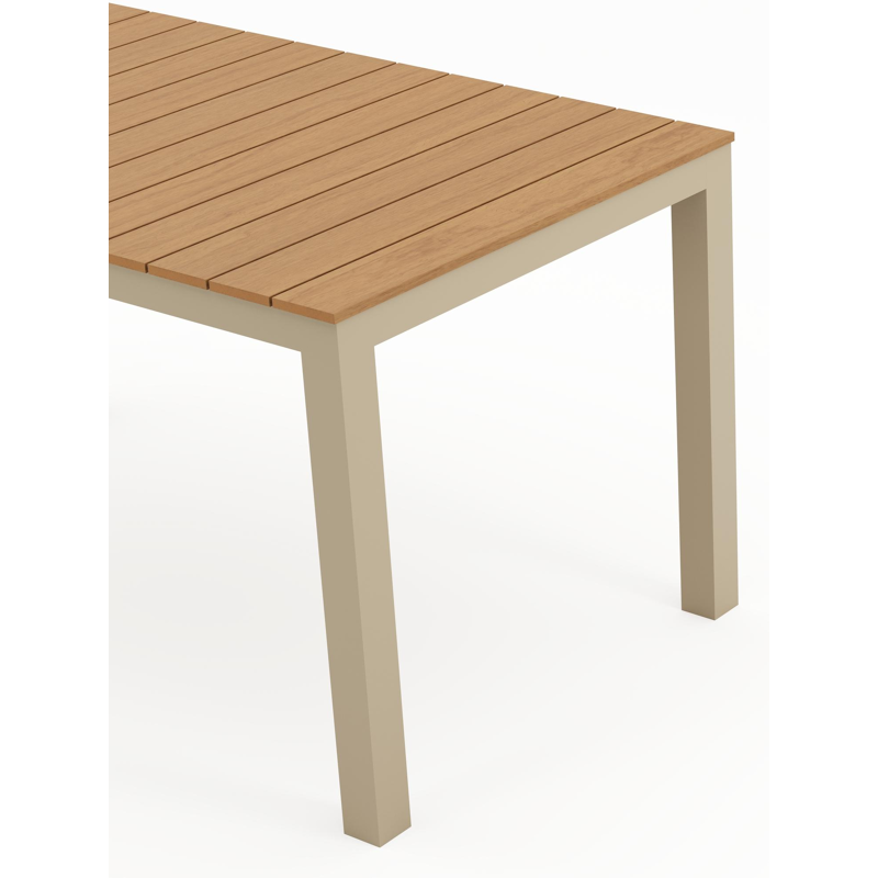 Toma tuintafel in beige aluminium en polywood - L 140 x B 80 x H 73 cm